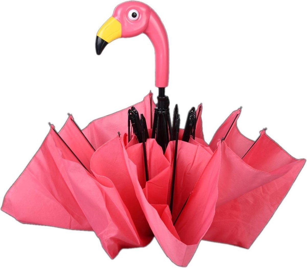 Esschert Design paraplu Flamingo 96,5 x 50 cm zijde/ABS roze