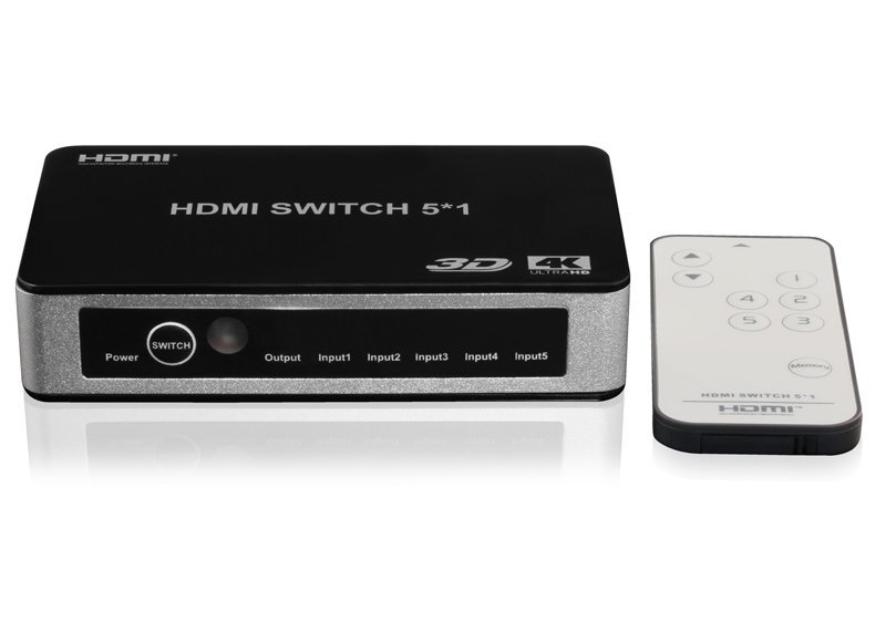 3dkabel 5-poorts 60Hz HDMI 2.0 splitter/switch Hi-End UHD 4K automatisch, PS4 Pro geschikt, met afstandsbediening