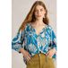 White Stuff Marley Linen Blend Top Blue Print