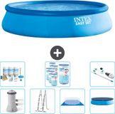 Intex Rond Opblaasbaar Easy Set Zwembad - 457 x 107 cm - Blauw - Inclusief Pomp, Ladder, Grondzeil, Afdekzeil, Onderhoudspakket, Filter, Stofzuiger
