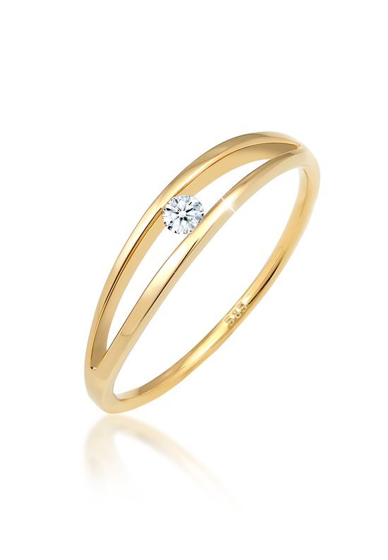 Elli PREMIUM Dames Ring Dames Verlovingsovereenkomst met Diamant (0,06 ct.) in 585 Geelgoud
