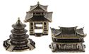 Solidchoice - Set de 3 mini statues pagode - Décoration asiatique vintage
