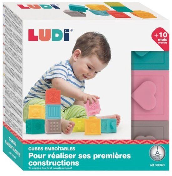 Ludi - Blokken Set - Zachte Babyblokken met Ribbel Textuur - Sensorisch speelgoed - Peuter speelgoed