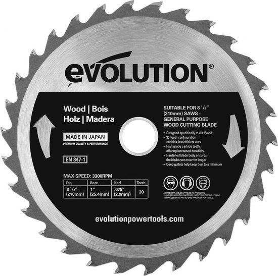 Evolution EVO-210-30-D - 210 X 25.4 X 2.0 MM - 30 T - Zaagblad