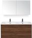 BES LED Porto Badmeubelset 120 cm - 2 Laden Walnoot - Keramische Wastafel Wit Slim met Spiegelkast