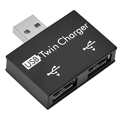 Ausla USB2.0-hubadapter, Mannelijke USB2.0-hub Naar 2-poorts USB Dubbele Oplader Splitteradapterconverterkit(zwart)