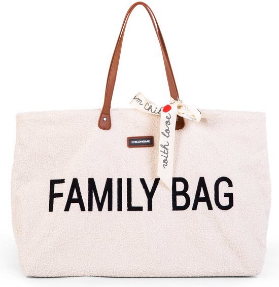 Childhome Family Bag, luiertas, reistas, weekend, grote inhoud, inclusief afneembare tas, Teddy Ecru