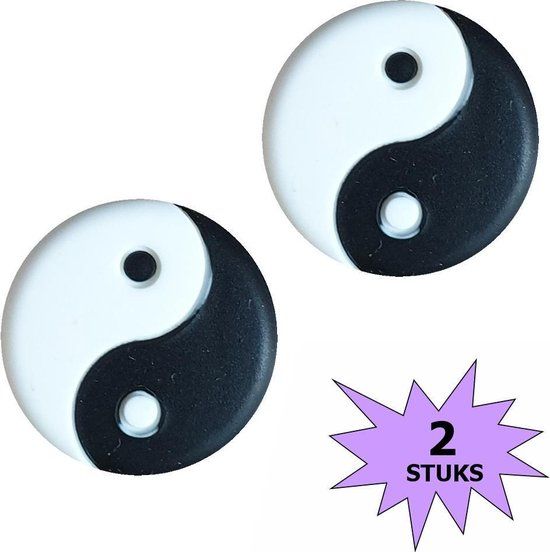 Fako Bijoux® Tennisdemper Yin Yang Zwart/Wit - 2 Stuks