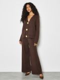 Apricot Statement Buttons Lightweight Cardigan Vrouwen Bruin S
