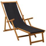 vidaXL Opvouwbare zonnebed 3 Positie Massief Eucalyptus Hout Zwart