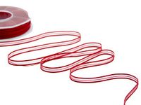 Furlanis - Sluier satijnen randen met middenplaat, decoratieve band voor verpakkingen, gastgeschenken, Italiaanse stof - rood, 6 mm x 50 m