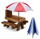 Merkloos Eekhoornvoedertafel - Houten picknicktafel - Met 2 parasols - Donkerbruin