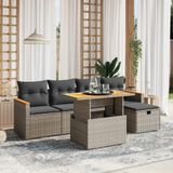 Maison Exclusive - Ensemble de meubles de jardin 6 pièces avec canapé et coussins, gris, en polyrotin