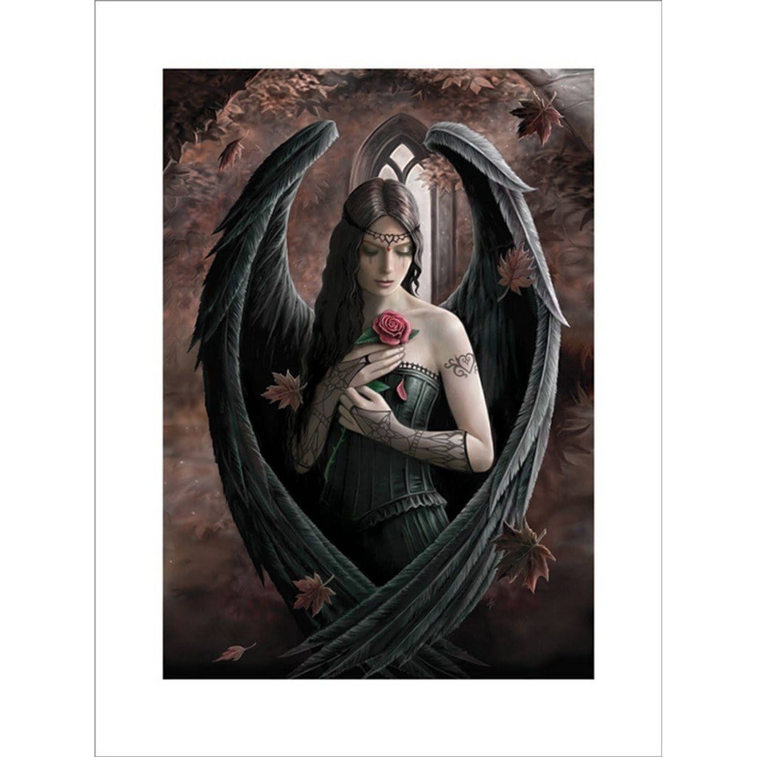 Pyramid Anne Stokes Angel Rose Art Print 60x80cm