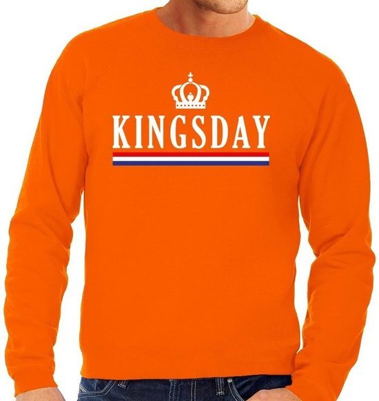 Bellatio Decorations Oranje Kingsday sweater - Trui voor heren - Koningsdag kleding M