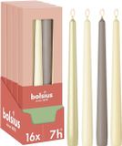 Bolsius Bougies de table Lot - 16 pièces - Pillow Talk - Blanc - Taupe - Ivoire - Beige - 7 heures de combustion
