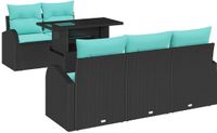 vidaXL Tuinbank Set 6-delig Zwart Polyrotan