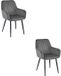LEOBERT SOLDEN Chaise de salle à manger – Lot de 2 – Velours noir – Pieds en métal noir – Avec accoudoirs