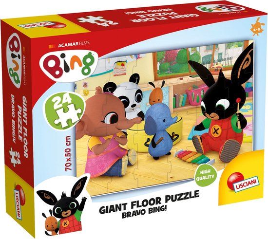 Lisciani Giochi Bing Giant Floor Puzzle 24 stukjes "Goed zo Bing!" 50x70cm