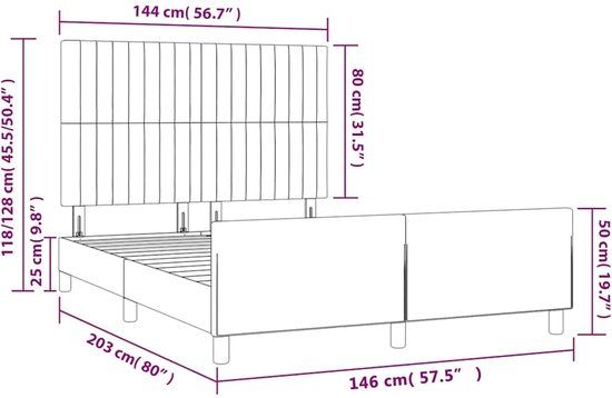vidaXL Bedframe Stof Zwart 140x200 cm