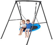 VEVOR Zitje met A-Vormig Metalen Frame, Zitje (101,6 cm Hoog), Draagvermogen tot 199,6 Kg, Zwart/Blauw