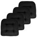 Sweet Home Collection Terraskussens Outdoor Stoel Pads Premium Comfortabele Dikke Vezel Vulling Getuft 19" x 19" Stoelhoes, Zwart, Pack van 4