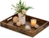 Sans marque Plateau rustique en bois marron avec poignées