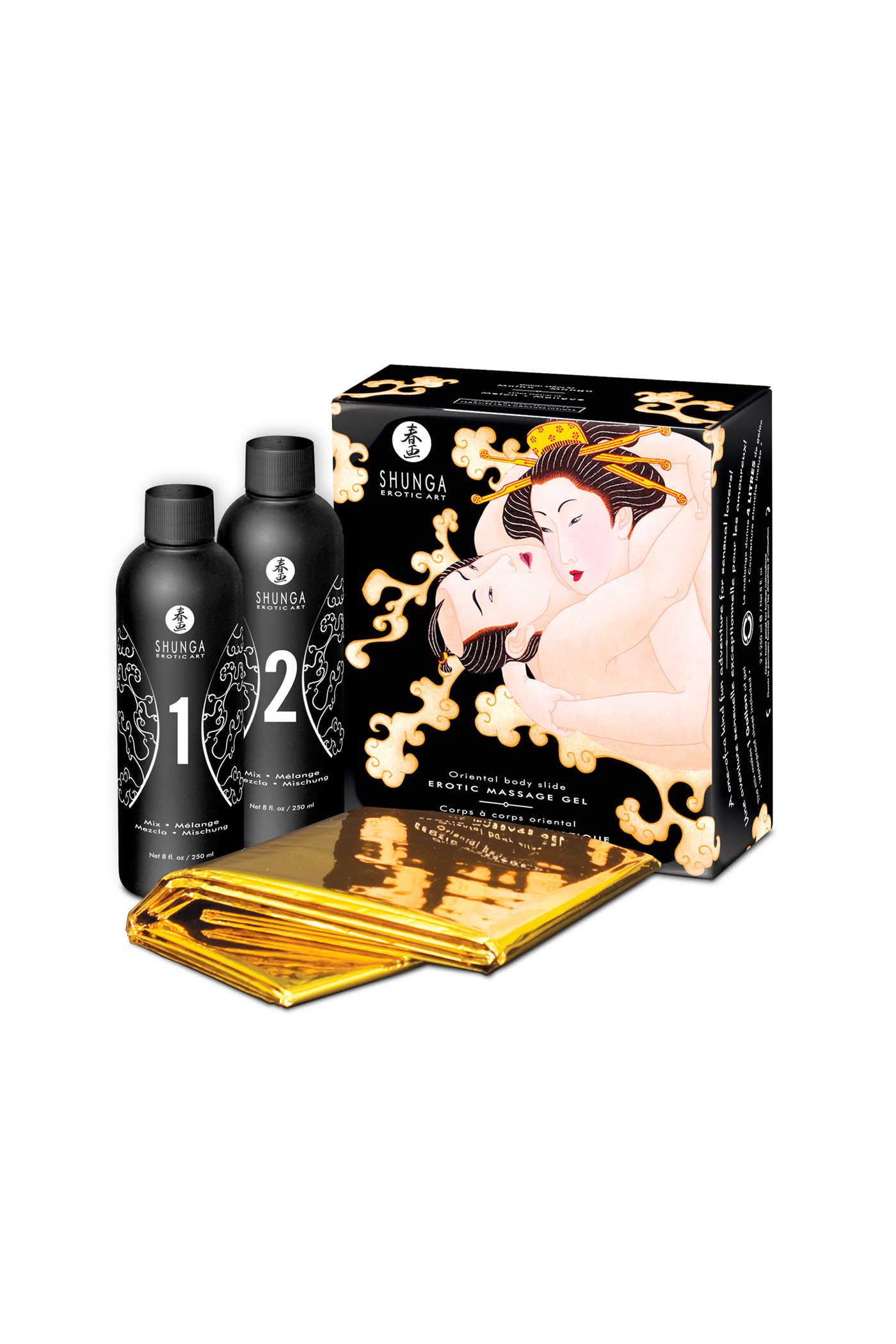 Shunga Massage Pakket: 2 Gels + Laken - 0697309077026