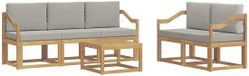 vidaXL - Buiten - bank - set - 6 - st - Wit - en - Lichtgrijs - Polyester