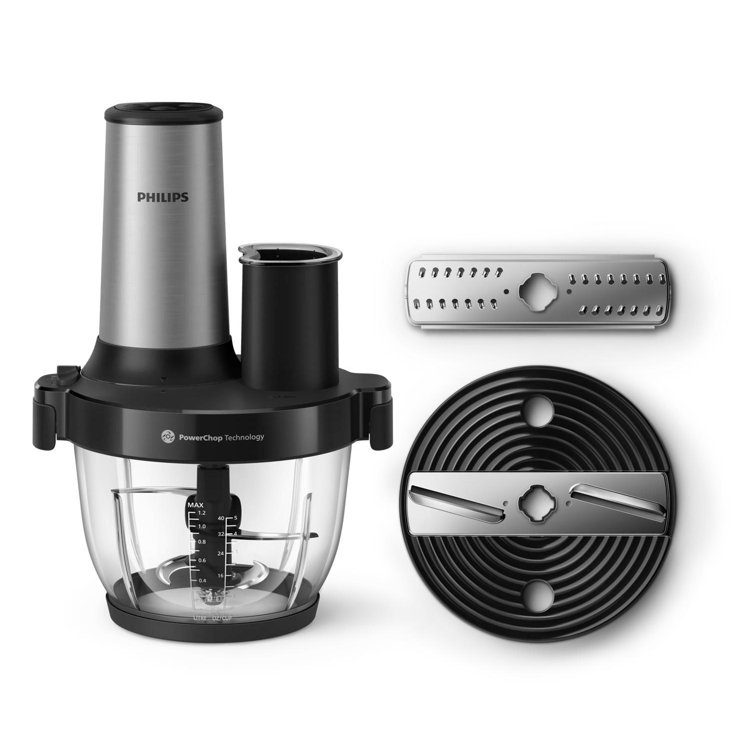 Philips 5000 series HR1504/00 Electric Food Chopper 1.2L Black, Stainless Steel