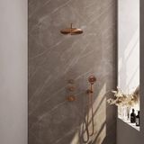 Brauer Copper Edition Thermostatische Regendoucheset Inbouw - Hoofddouche 30 cm - Gebogen Wandarm - Handdouche 3 Standen - Doucheslang - Wandaansluitbocht