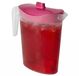 Hega Hogar Waterkan/sapkan met afsluitbare deksel in roze - 1,5 liter - kunststof - 9 x 21 cm - Compact formaat voor in koelkastdeur