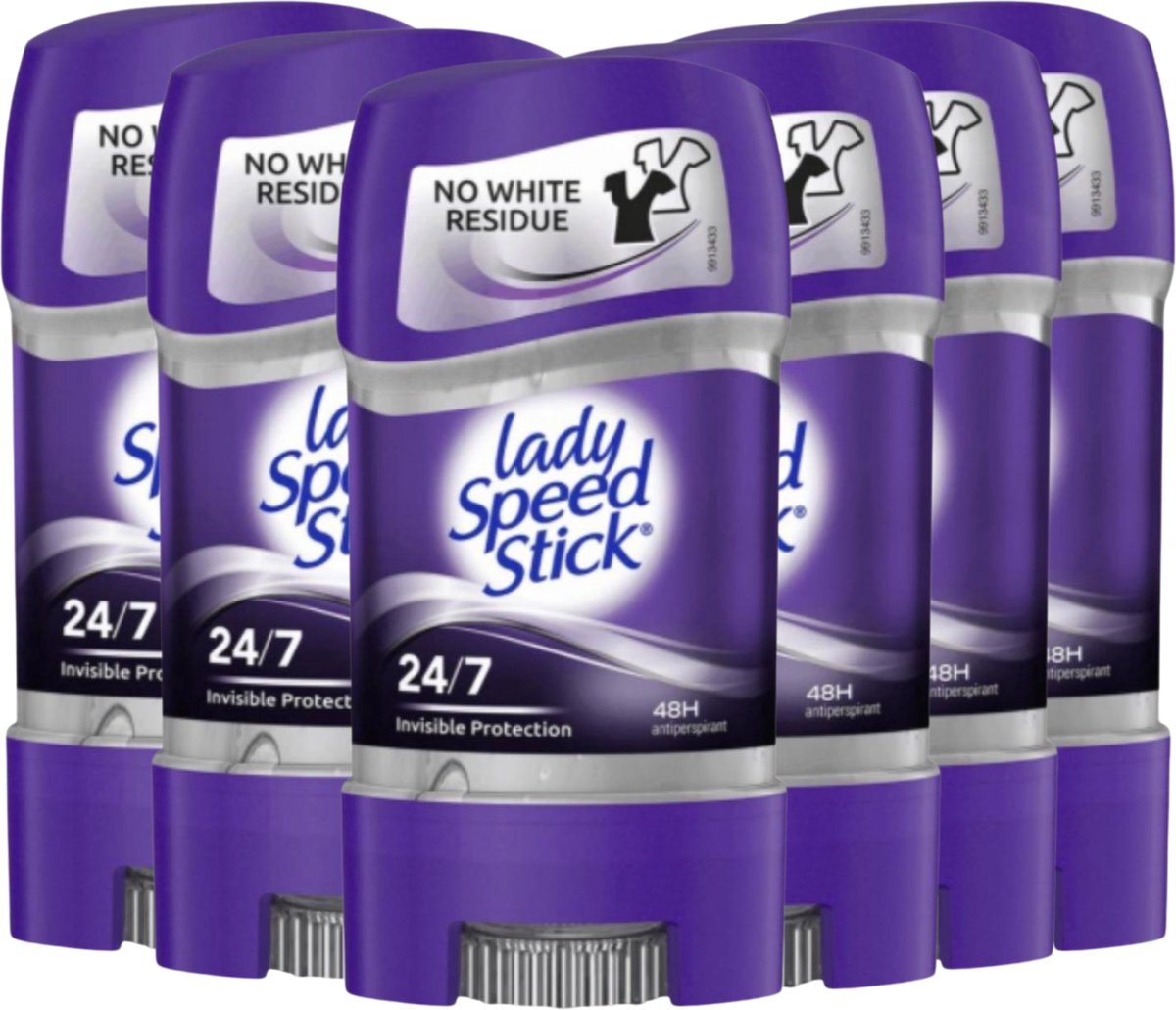 Lady Speed Stick Invisible Protection Anti-Transpirant Deodorant Gel Stick - Biedt tot 48 uur Bescherming tegen Zweet en Hydrateert de Huid - 6 X 65g - Voordeelverpakking