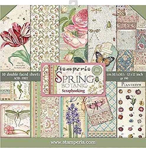 Stamperia SBBL50 Papierblok Spring Botanic - 30,5 x 30,5 cm - 10 vellen