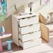 TANANT Commode Scandinave 60 Cm Avec 4 Tiroirs – Meuble De Rangement, Poignées Métal Et Pieds Dorés – Tissu Blanc