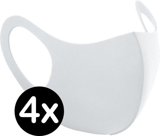 Wasbaar Mondkapje - Wit - 4 Stuks