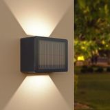 HOFTRONIC Louis Solar Wandlamp buiten - Kubus - Up & Downlight - CCT Warm wit en koud Wit - Zwart - IP65 waterdicht