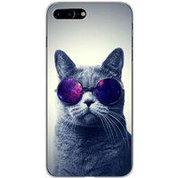 1001 coques Apple iPhone 8 Plus Siliconen hoesje Kat met bril