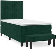 vidaXL Boxspringbed met matras, fluweel, donkergroen, 100x200 cm