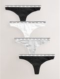 Next - Dames - Set van 4 katoenen strings met logo - Zwart