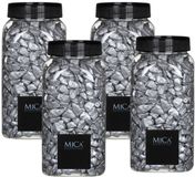 Mica Decorations decoratie steentjes - 4x - zilver - 1 kilo - 650ml - hobby steentjes