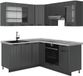 Vicco Hoekkeuken Fame-Line, Donkergrijs/Antraciet, 190 x 160 cm, WB Marmer