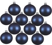 Decoris Kerstballen - 12 stuks - Donkerblauw - 8 cm - Glas - Mat - Velvet
