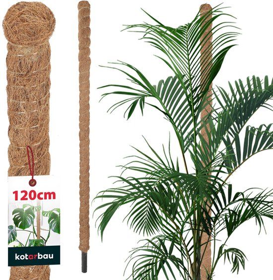 KOTARBAU® Kokosstok, Plantenstok, ⌀ 3,2 x 120 cm, Kokosstaaf, Klimhulp Monstera, Bruin, Kokosvezel, Klimhulp, Plantenstaaf, Kokosstok voor Monstera, Kokosstaaf voor Klimplanten