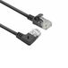 ACT Zwarte 0,25 meter U/UTP CAT6A LSZH slimline patchkabel met RJ45 connectoren, recht naar 90° haaks rechts