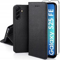 Samsung Housse pour Samsung Galaxy S25 FE 5G - etui coque pochette portefeuille + film ecran - NOIR MAGNET