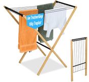 Merkloos Relaxdays Wasrek inklapbaar - 77x79x49 cm - staand - bamboe - zwart