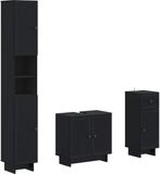 vidaXL - 3-delig - badkamerkast - set - EDE - Zwart - Bewerkt - hout