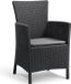 Allibert by KETER Fauteuil de jardin IOWA, Résine imitation rotin tressé, Gris graphite, Avec coussin
