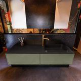 Mondiaz ERIN 150cm badmeubelset Army met 2 lades en Urban wastafel RIDGE rechts
